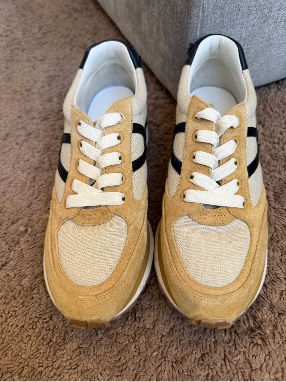 Valentina Ecru and Black Sneakers Size 9.5 GUC